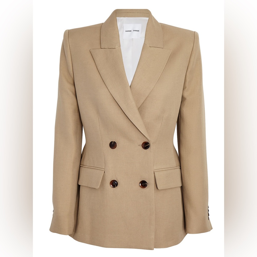 Samsoe Samsoe Miroux Double Breasted Blazer in Croissant